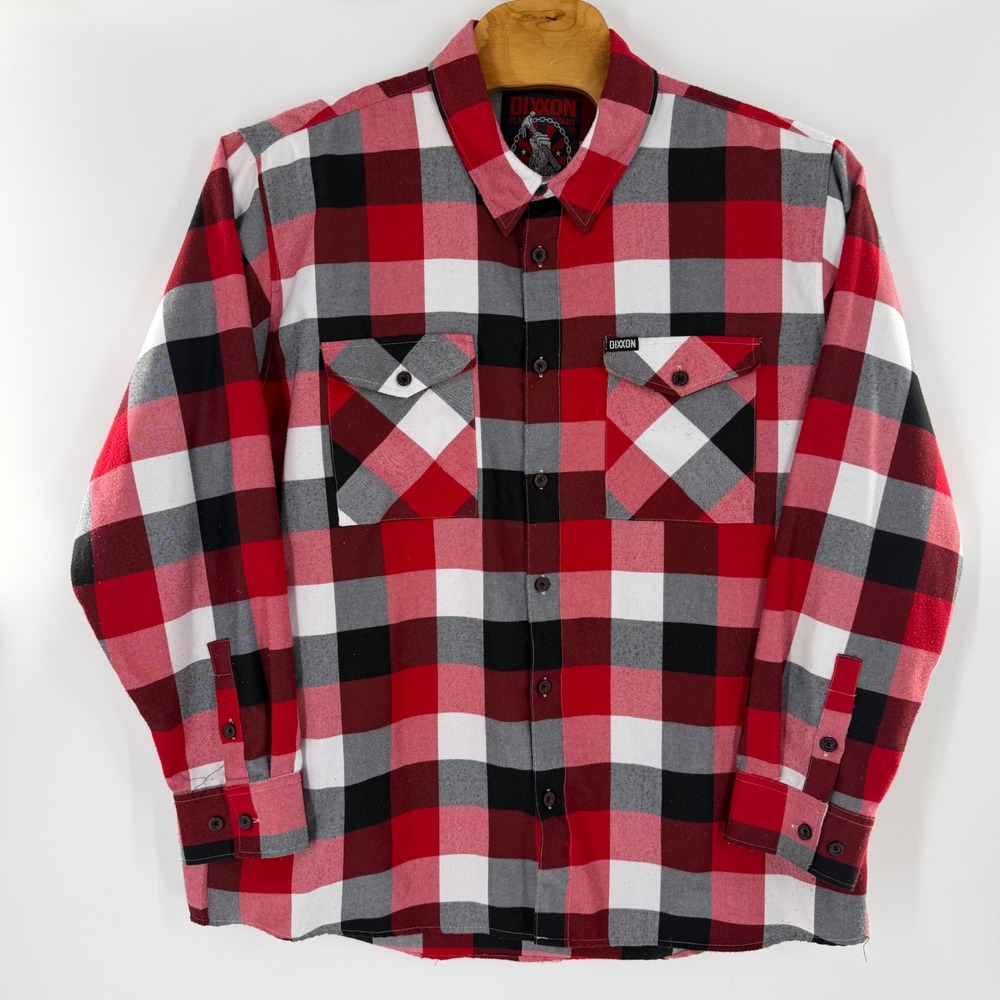 Dixxon Flannel Co Red Black White Plaid Button Up Shirt Mens 3X Long Sleeve
